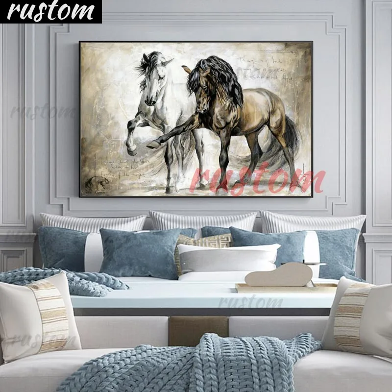 

5d Diy Full Square Round Drill Retro Horse diomand Paintings Animals Diamond Painting for Home Living Room Decor craft gift Rus