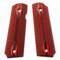2pieces 1911 full size grid stripe grips patch red g10 material handle grips patch custom grips cnc handle grips