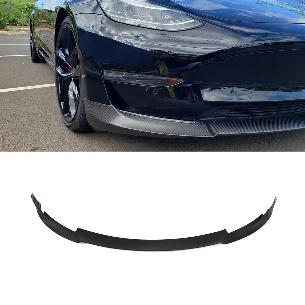 Matte Carbon Для Tesla модель 3 база седан большой дальности седан 4-двери- углеродного волокна переднего бампера для губ сплиттеры спойлер - Цвет: Matte Carbon