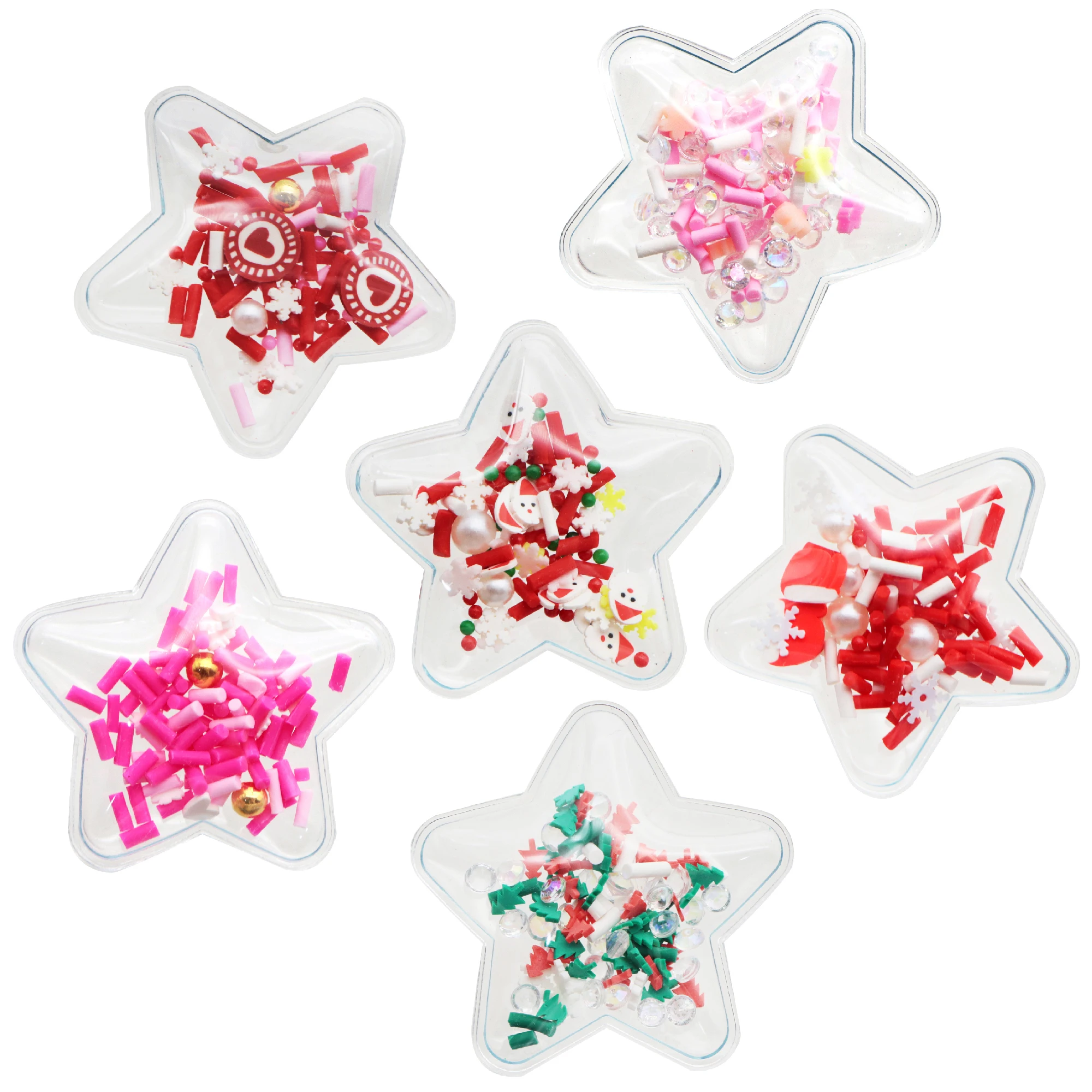 

Рождественские акриловые шейкеры, зыбучий песок с полимерными кусочками для украшения искусственных волос, украшение для банта «сделай са...