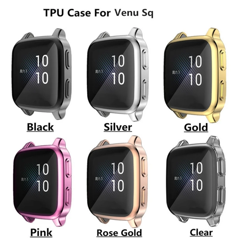 

Protection Case For -Garmin Venu SQ Smart Watch Plating TPU Soft Cover Full Screen Protector Shell For -Garmin Venu Sq Case