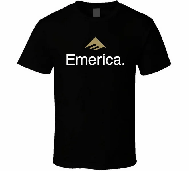 Emerica-Скейтборд Логотип рубашка черная белая футболка Мужская Бесплатная
