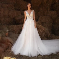 sodigne princess wedding dress boho sexy backless v neck lace appliques bridal gown beach wedding party dress plus size