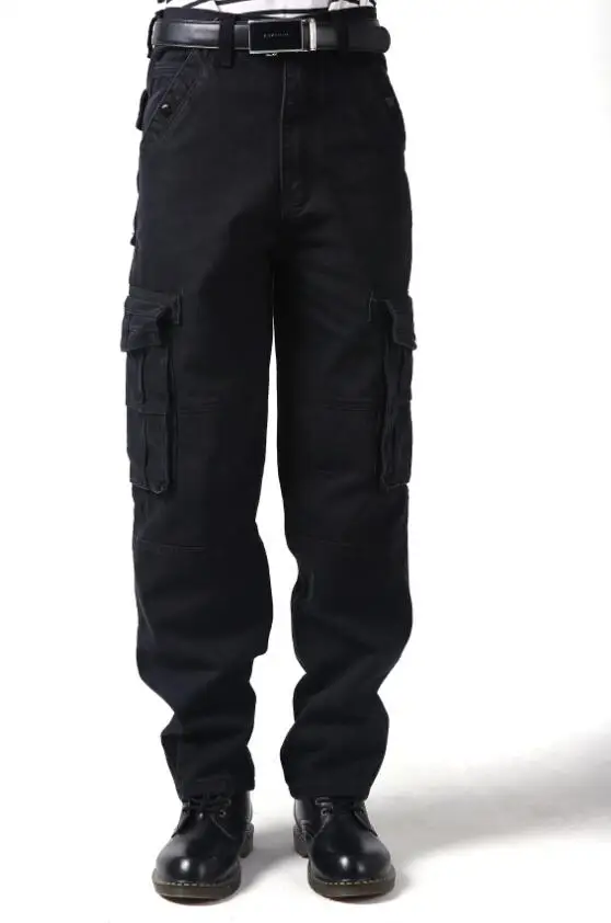 Men Jeans Multi-Pocket Cargo Jeans Hip-hop Denim Pants Men's Large Pocket Denim Trousers Increase Men Casual Skate Jeans