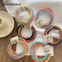 5 pack of autumn and winter ins candy color plush hair loop hair rope headband base high elastic rubber band headdress