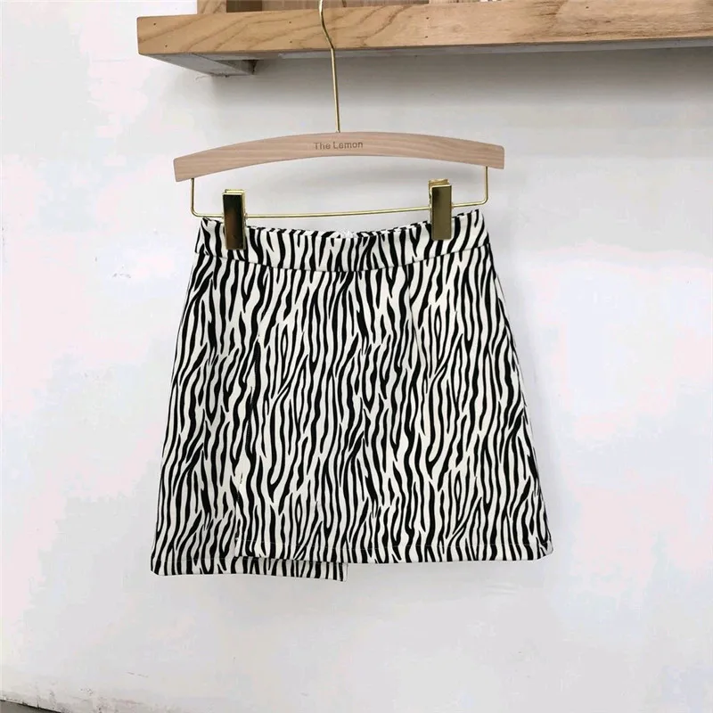 

WERUERUYU Women Mini Skirt High Waist Leopard Zebra Print Party Clubwear Casual Short Cocktail Clothing Elegant Soft Skirts