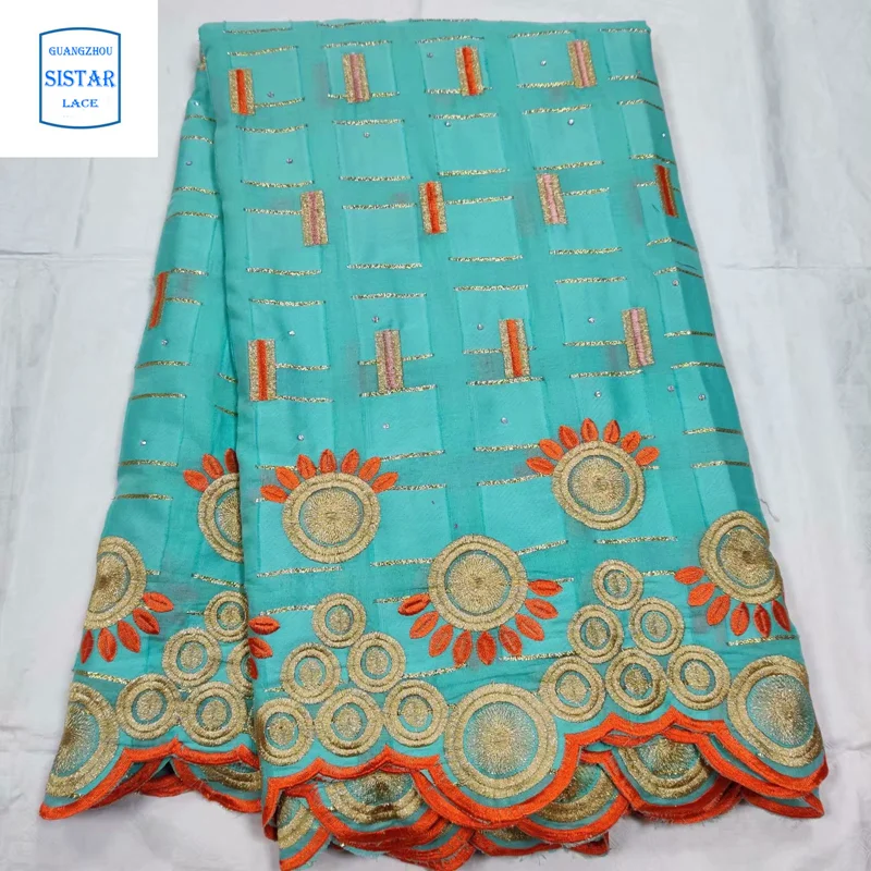 Кружевная ткань Atiku 2020 африканская кружевная с вышивкой из тяжелых камней 100%