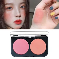 two tone matte face blush palette natural pigmented baked cheek rouge orange pink powder face blusher makeup cosmetic tslm1