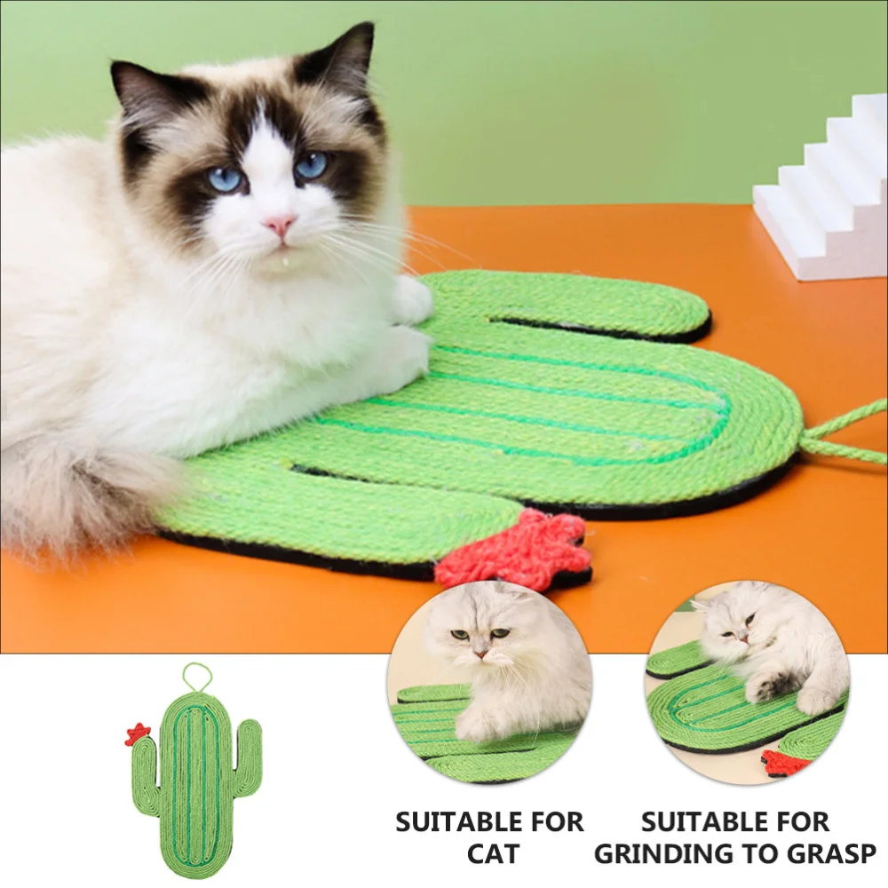 

Cartoon Kitten Cat Scratch Pad Cat Sisal Scratch Mat with Hanging Rope