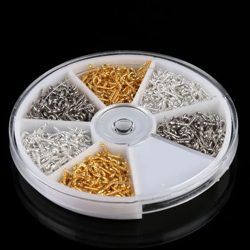 

652B 600Pcs 3 Colors Screw Eye Pins Eyelets Screw Threaded Hooks for Jewelry Making