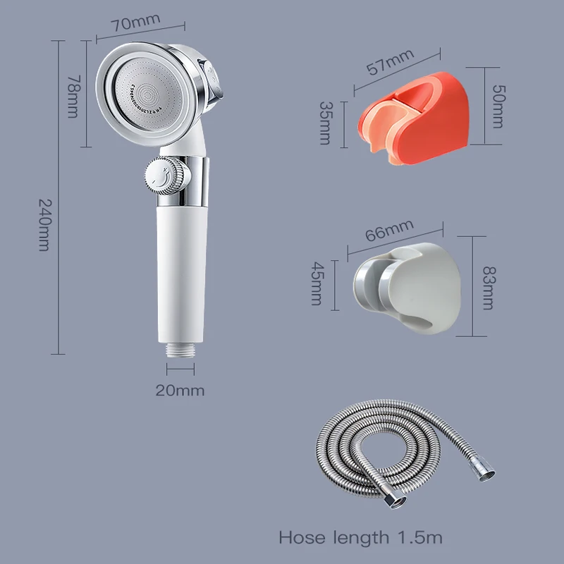 

Pressurized Shower Head High Pressure Water Saving Perforated Free Bracket Hose Adjustable Bathroom Accessories Shower Set