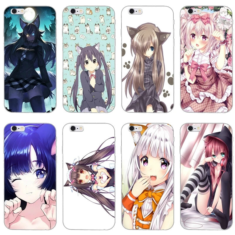Чехол для телефона с рисунком аниме Neko Cat Girl Kawaii аксессуары iPhone 11 Pro XS Max XR X 8 7 6 6S Plus 5|Бамперы| |