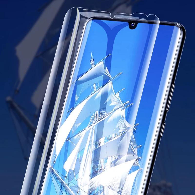 Ультрафиолетовый жидкий клей закаленное стекло для huawei P30 P20 Pro защита экрана Lite