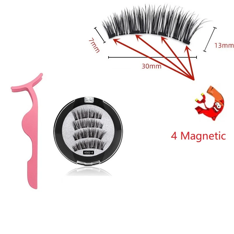 

3D Magnetic Eyelashes With 4 Magnets Handmade Makeup Eyelashes Extended Natural Thick Reusable False Eyelashes Cosmetics TSLM1