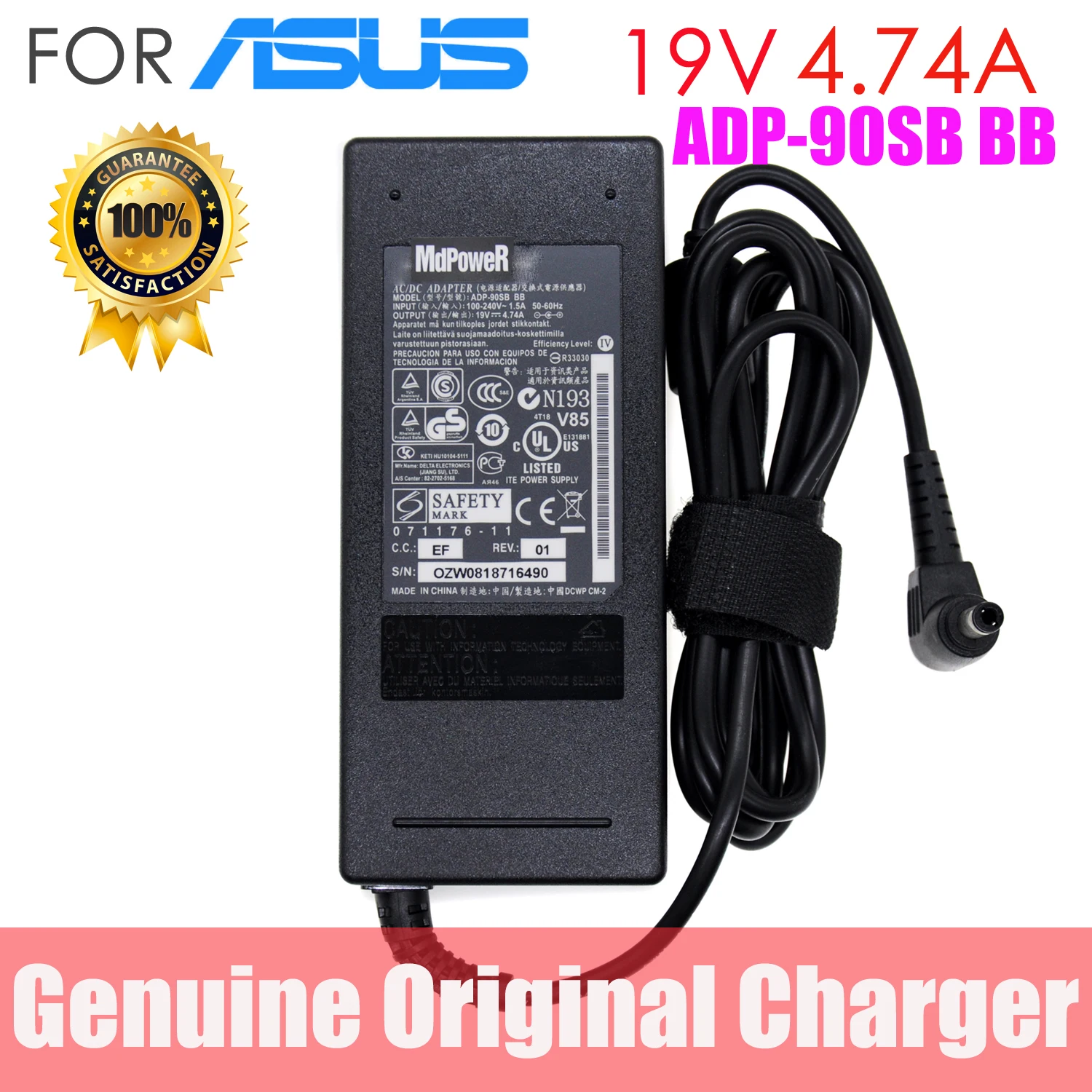 

Для ASUS 19V 4.74A ADP-90SB BB 90W блок питания для ноутбука, адаптер переменного тока, зарядное устройство для планшетов A53S A53U A55A A55VD 5,5*2,5 мм