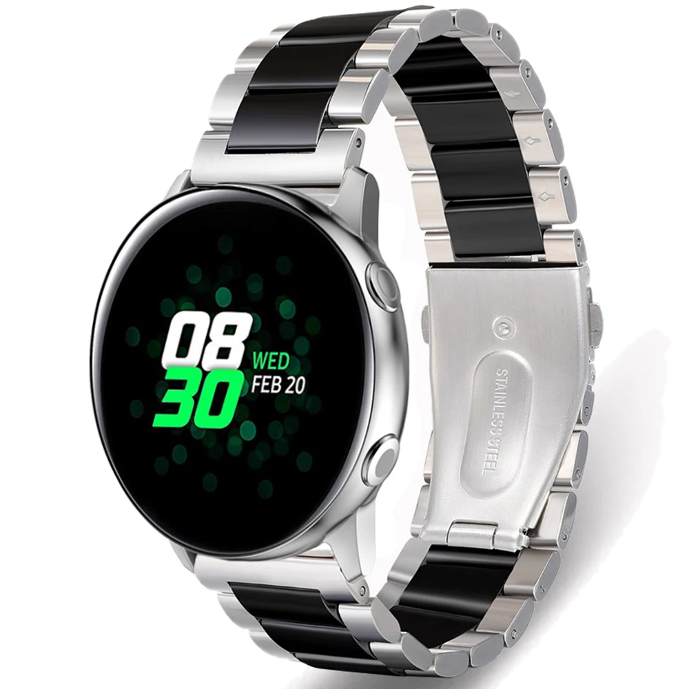 Compatible with Samsung Galaxy Watch 46mm  classic S3 ceramics metal Band strap 22mm Stainless Steel Band Link Strap Rosegold