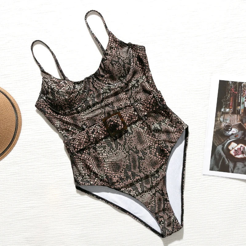 

Fors Snake print sexy one piece swimsuit female Push up monokini swimwear women 2020 High cut bodysuits bathers bathing suit new