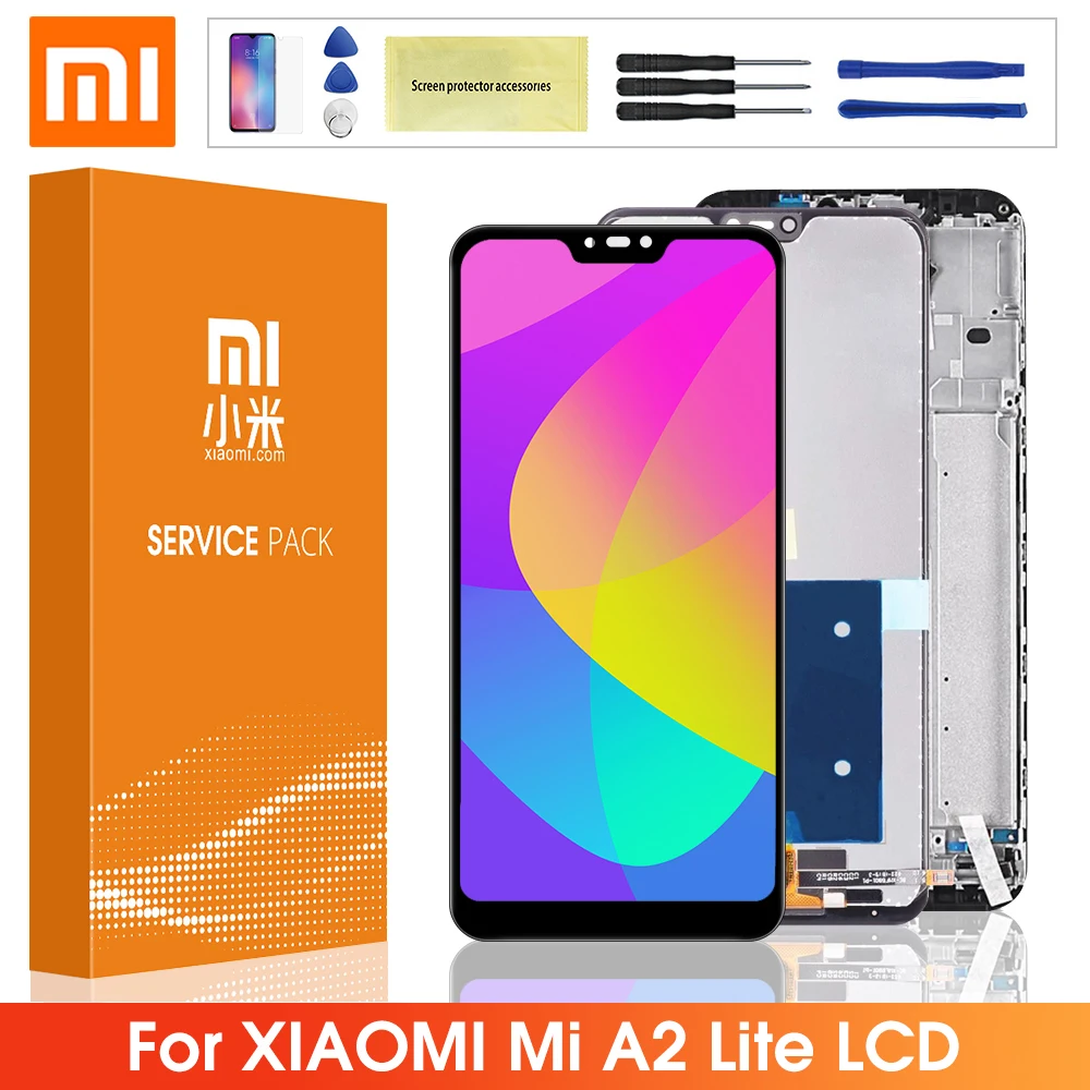 ЖК-дисплей 100% дюйма для Xiaomi Mi A2 Lite с сенсорным экраном и дигитайзером в сборе Redmi 6