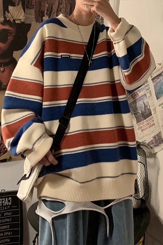 

Autumn and winter new striped loose korean sweater clothes