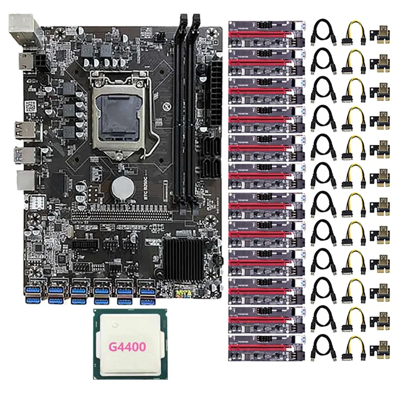 

Материнская плата B250 BTC для майнинга 12 USB3.0 PCIE, графический слот LGA1151 DDR4 DIMM с 12xpcie 1X до 16X переходной картой