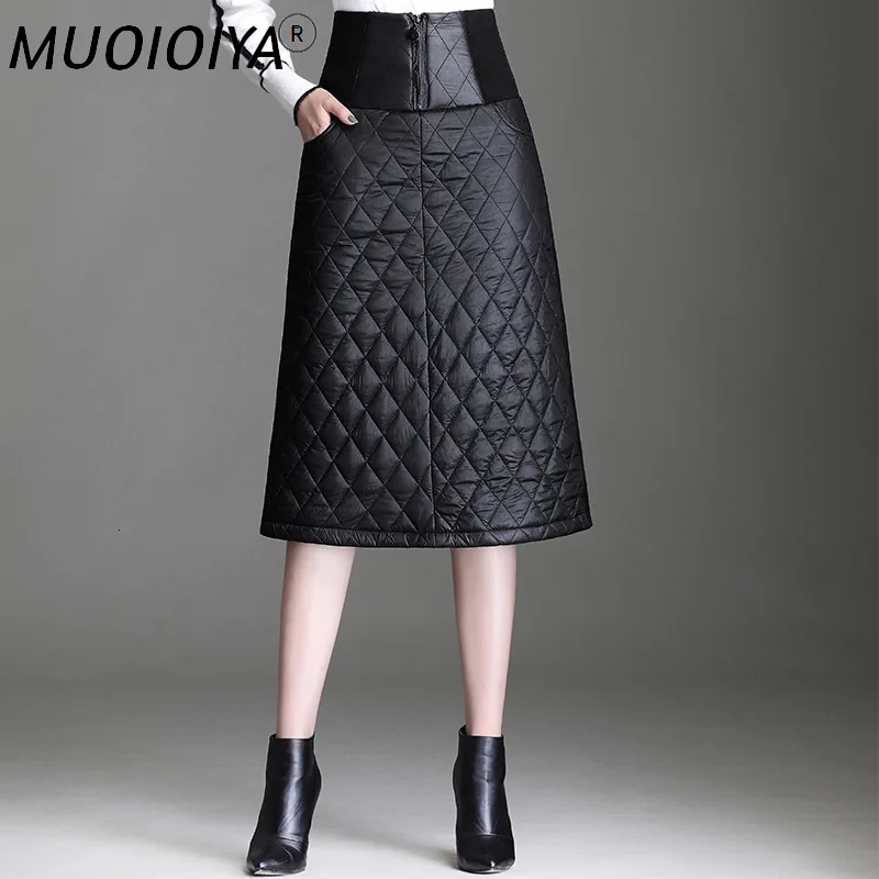 

Down Skirts Women Warm 2021 Autumn Winter Thick High Waist Ladies Elegant Slim Duck Down Vintage Long Skirts Female Plus Size