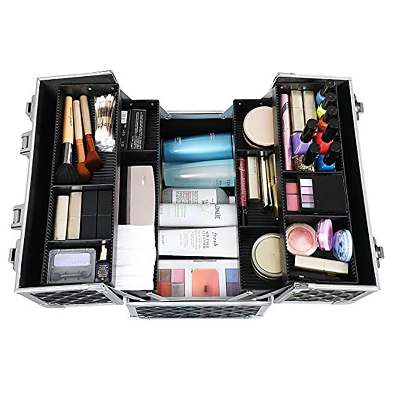 Косметичка профессиональная с регулируемыми разделителями 4 лотка и 2 замками 13 5
