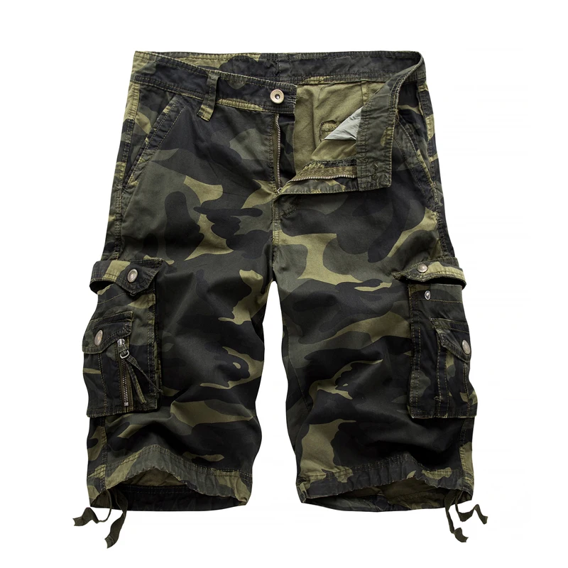 

2021 Summer New Mens Casual Trouers Beach Shorts Camouflage Cargo Male Loose Work Man Military Short Pants OverSize 29-40