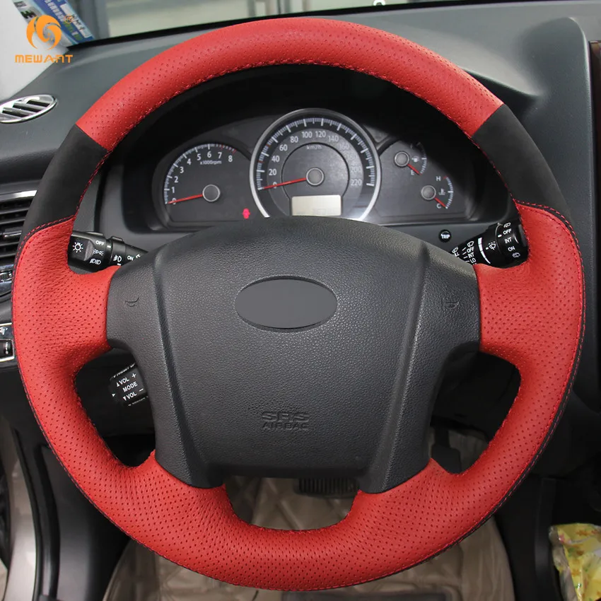 MEWANT красный из натуральной кожи черный замшевый чехол рулевого колеса