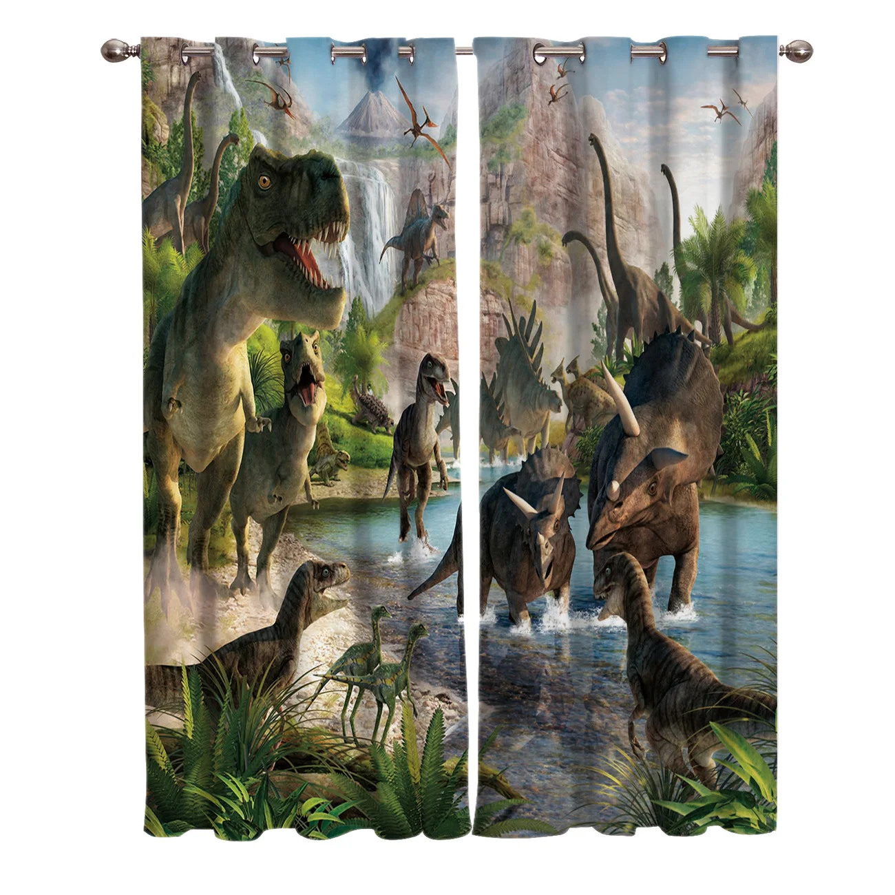 

3D Cartoon Dinosaur Window Treatments Curtains Valance Living Room Curtain Curtains Outdoor Bedroom Fabric Decor Kids Curtain