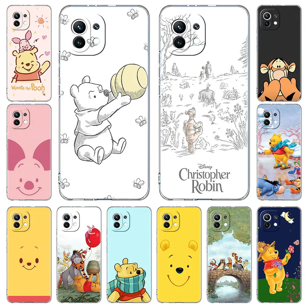 

Clear Case for Xiaomi Mi 11 10T Pro Note 10 Lite 9 SE Cases Luxury Transparent Soft Cover Shell Cute Winnie Pooh Tigger Piglet