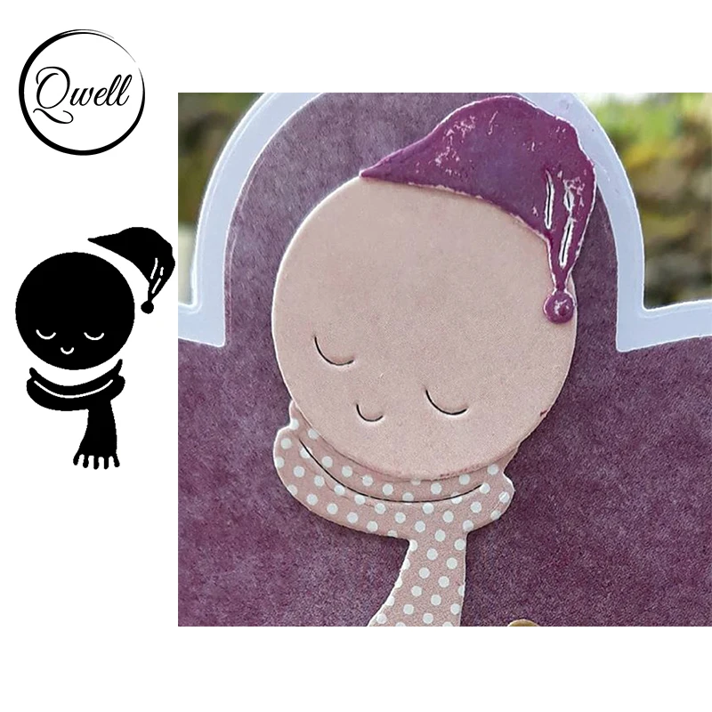 

QWELL Cartoon Head Hat Scarf Metal Cutting Dies DIY Scrapbooking Crafts Card Making Template Embossing Dies 2020 New