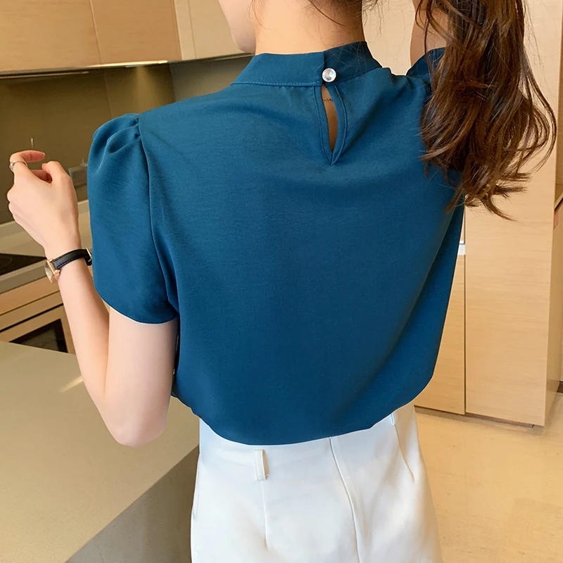 Блузки Топ летние шорты с длинными рукавами v-образной горловиной шифоновая