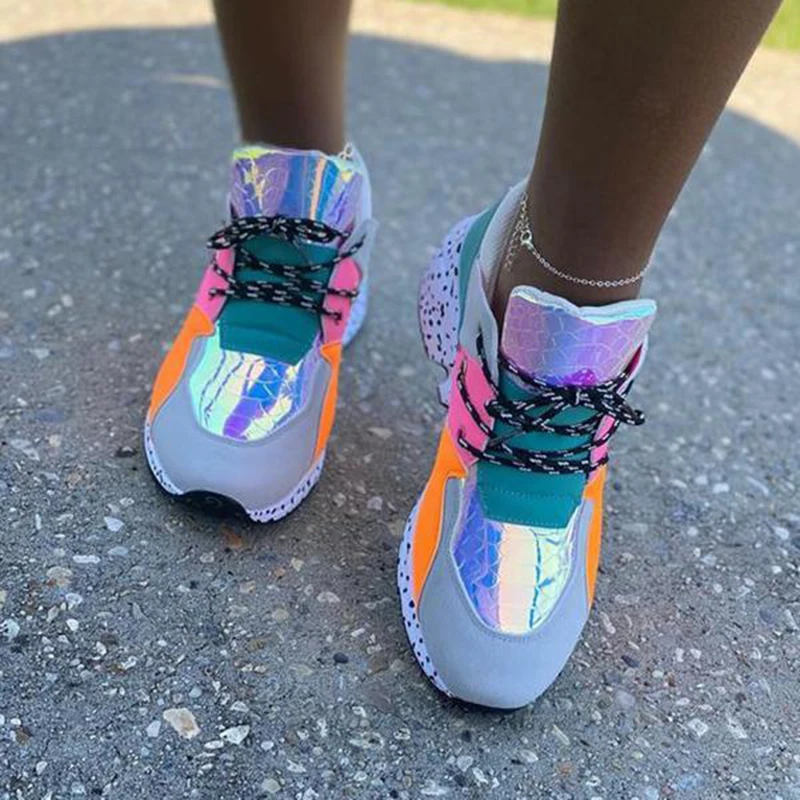 

Woman Casual Shoes New INS Hot Women's Sneakers Fashion Ladies shoelace Multicolor Round Toe Sneakers Casual Shoes