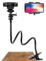 portable adjustable webcam stand telescopic gooseneck clamp universal mobile phone holder camera holder for iphone for samsung