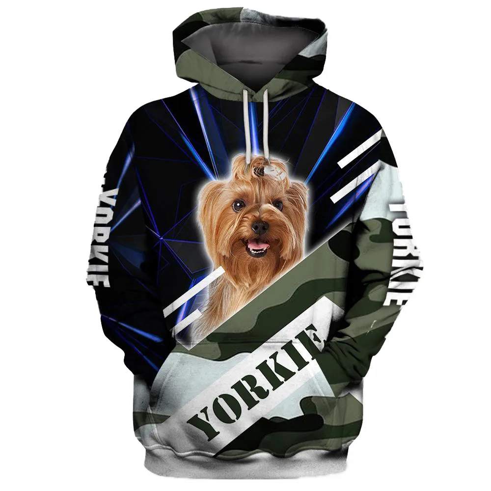 

CLOOCL Animals Hoodies Yorkie 3D Graphic Dog Need Heroes Too Hoodies Fashion Funny Pullovers Tops Men Clothing