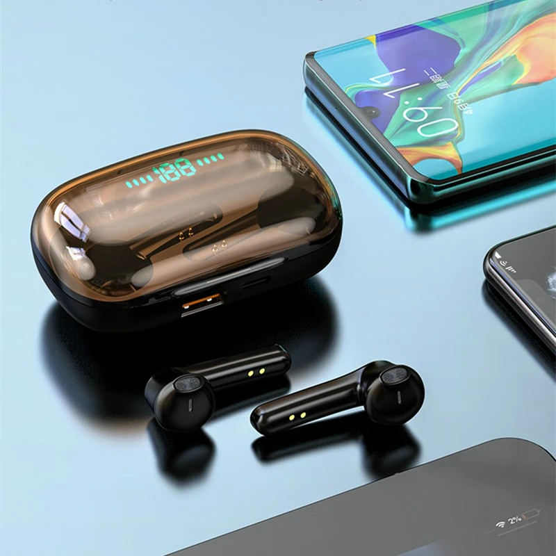 

TWS Headphones, Wireless Bluetooth 5.0, New in Waterproof Sports Headphones with Touch Control and Noise Reduction