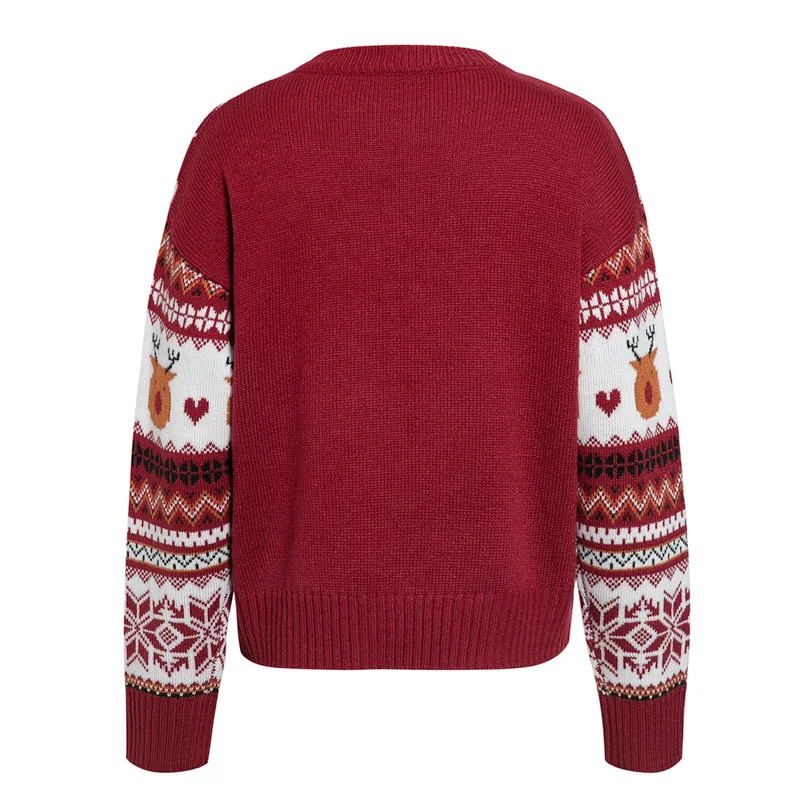 

Winter 2020's New Round Neck Women's Pull-Over Sweater Christmas Themed Moose Print Knitwear Casual Fashion Holiday Style Top