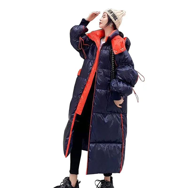 Down Jacket Female 2021 Winter Women's Coat Hooded Large Size Loose Parkas Women White Duck Down Long Thick Warm Puffer Jacket