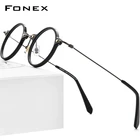 FONEX ацетат Титан оправа для очков Для мужчин 2021 новые ретро круглые очки по рецепту, Для женщин Для мужчин оптические очки F85673