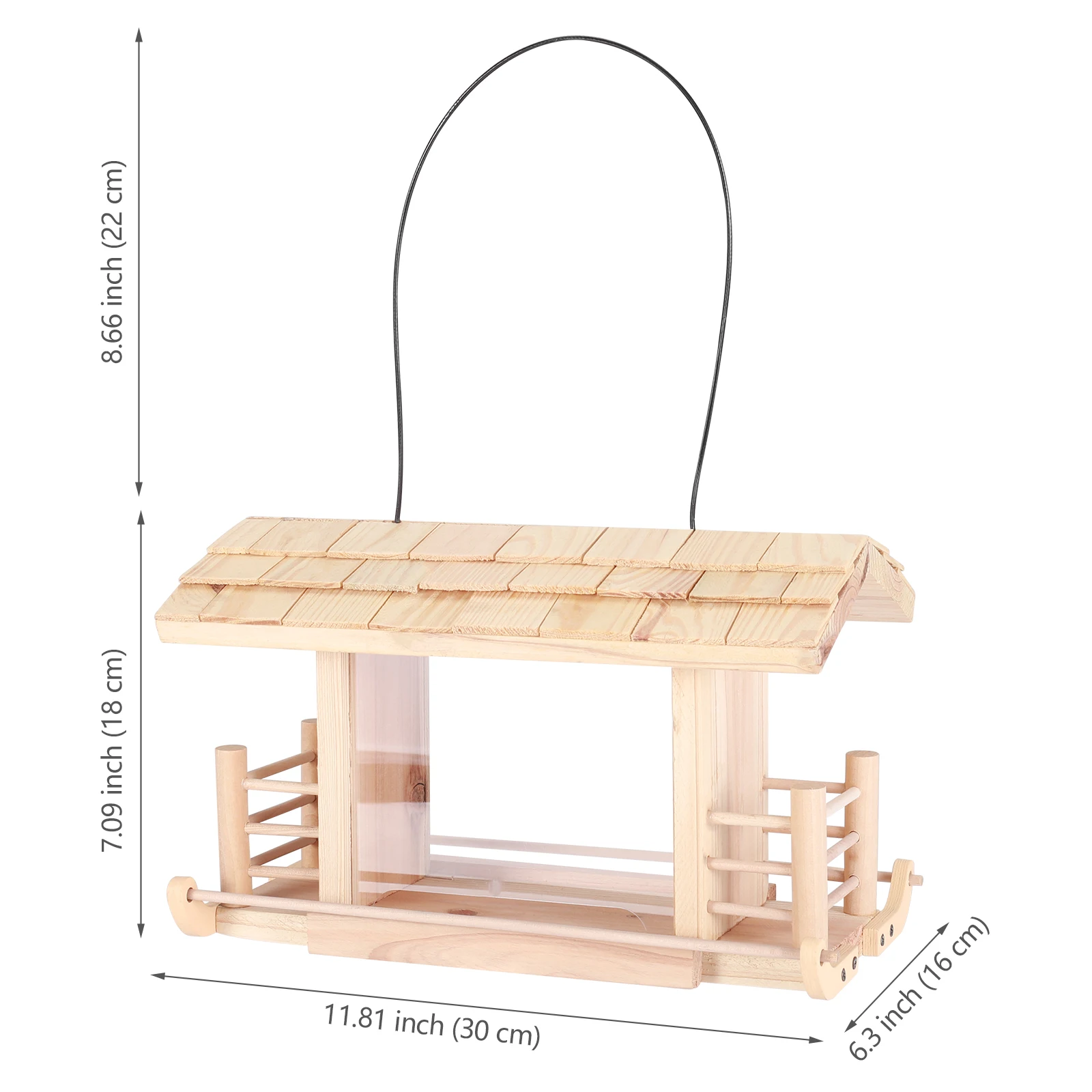 

Garden Bird Feeder House Outdoor Handmade From Natural Wood For Birds Pet Bird Feed Food Case Box Transparent Hanging Feeder New