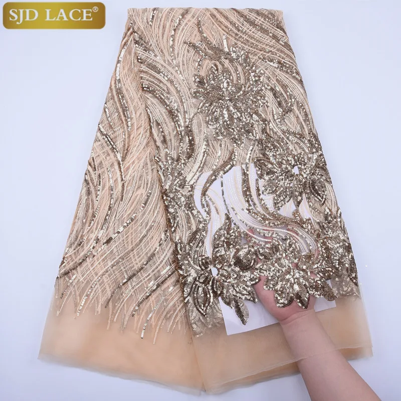 Горячая Распродажа 2019 блестки французская Тюлевая кружевная ткань