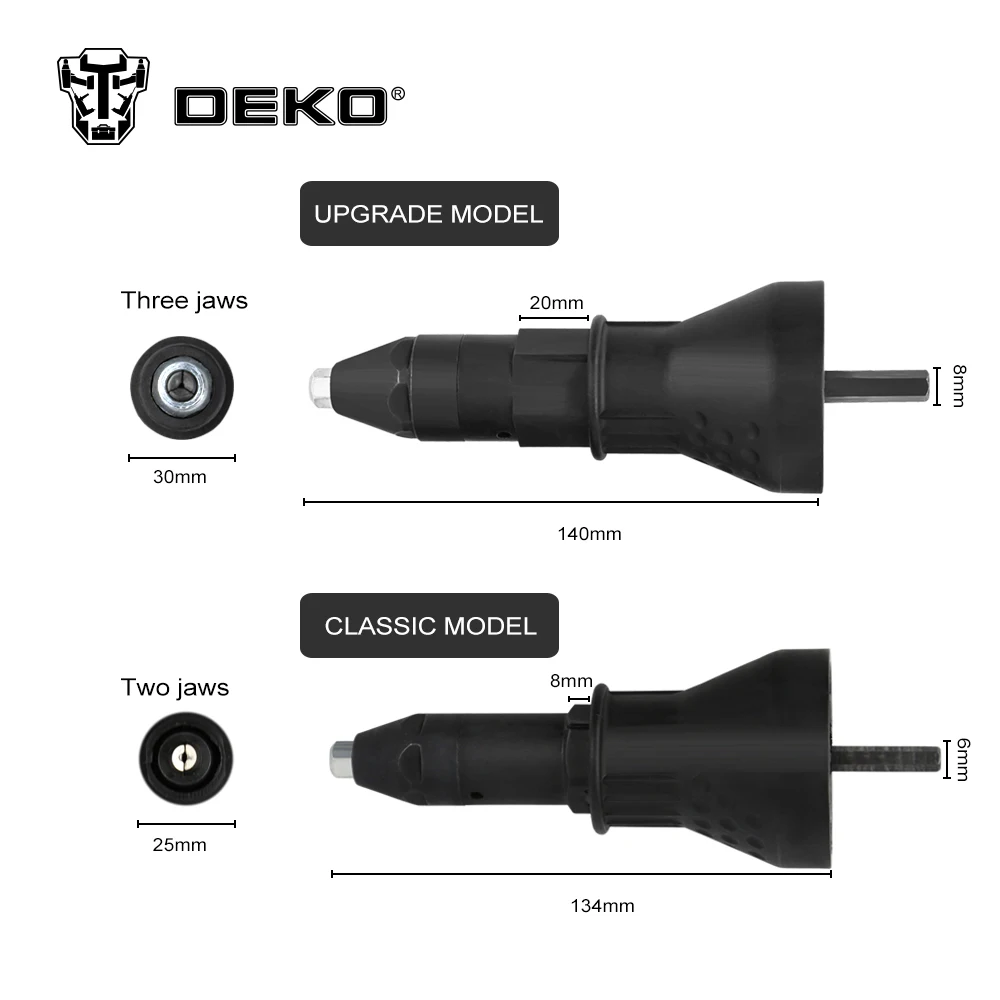 Электрический заклепочный гайковерт DEKO инструмент беспроводной адаптер для