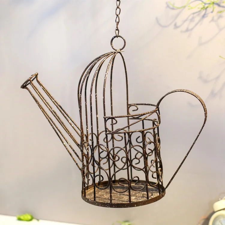 Висячая корзина винтажный балкон в деревенском стиле окно кованого железа
