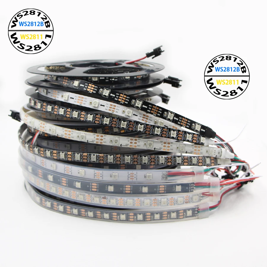 WS2812B WS2811 Светодиодная лента индивидуально Адресуемая умная RGB черный/белый PCB