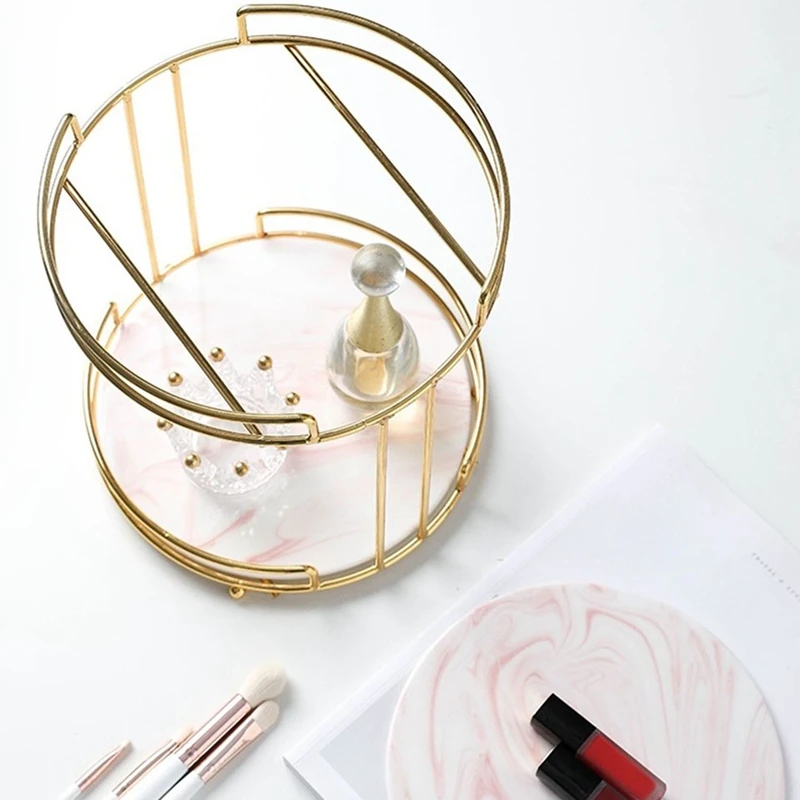 

Double Layer Nordic Marble Cake Display Stand Pastry Fruit Tray Golden Dessert Table Home Party Decoration Rack