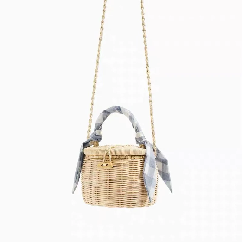 Плетеная соломенная сумка корзина из ротанга мини сумки через плечо Пляжная