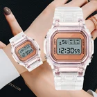 Часы наручные женскиемужские цифровые, модные повседневные прозрачные, в спортивном стиле, подарок любимому, золотистые