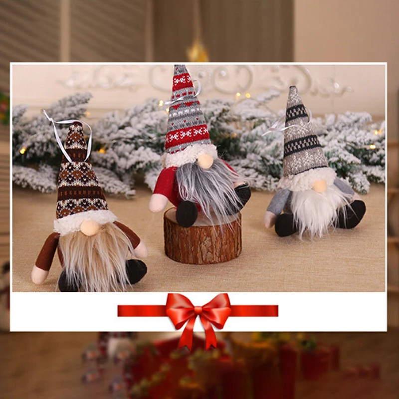 Рождественское украшение вязаная плюшевая кукла Гном Рождественская елка