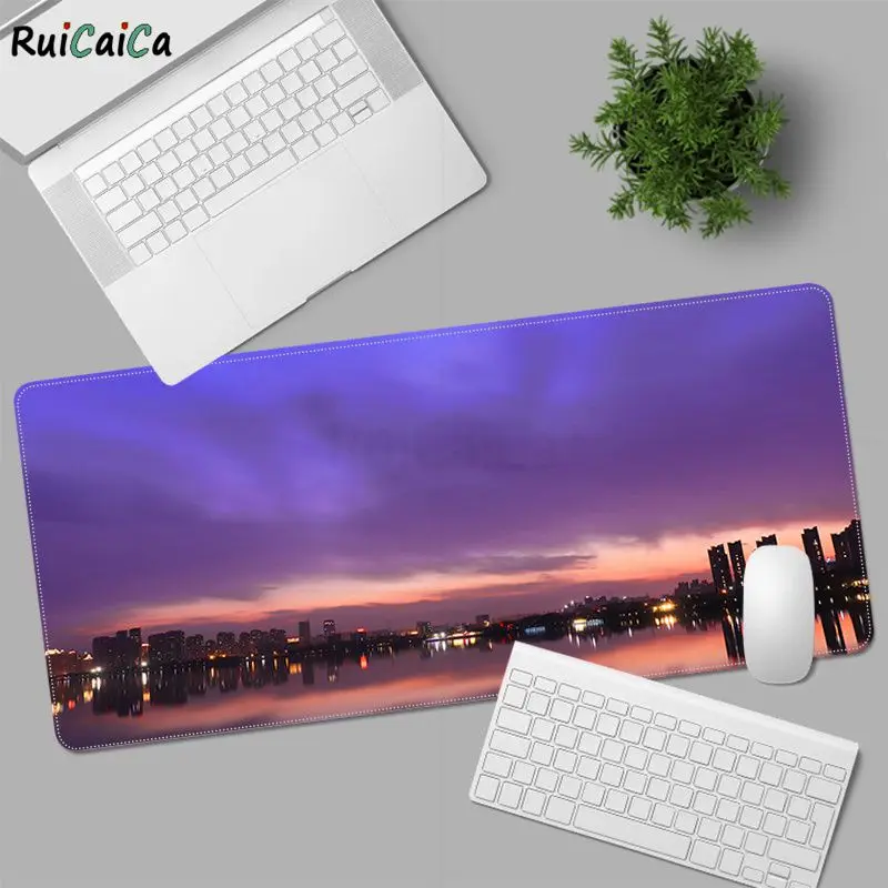 

City Night Landscape RGB LED Vintage Cool Large sizes Custom Mouse pad mat Size for Keyboards Mat Mousepad for boyfriend Gift