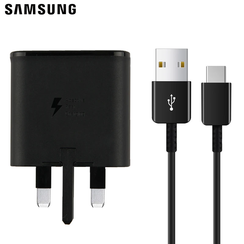UK With Type-C Cable Samsung Оригинальное быстрое зарядное устройство для путешествий EP-TA200 type-c кабель для Galaxy S10 X S10 Plus S10+ S10e S9 S9 Plus SM-G9750 - Тип штекера: UK With Type-C Cable